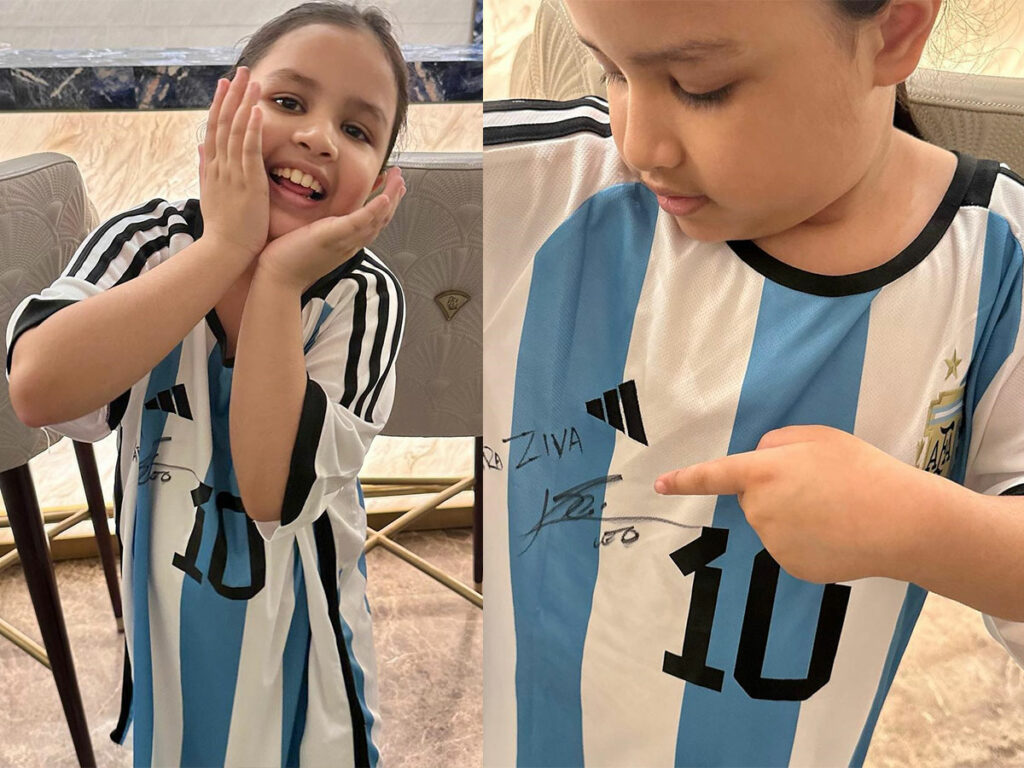Lionel Messi gifts special t-shirt for MS Dhoni's daughter Ziva