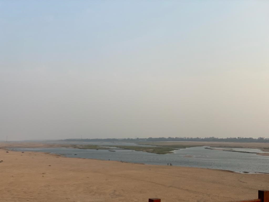 At the time of dusk on the river banks of Krishna