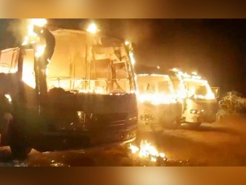 Three private buses gutted in fire at Kukatpally, Hyderabad