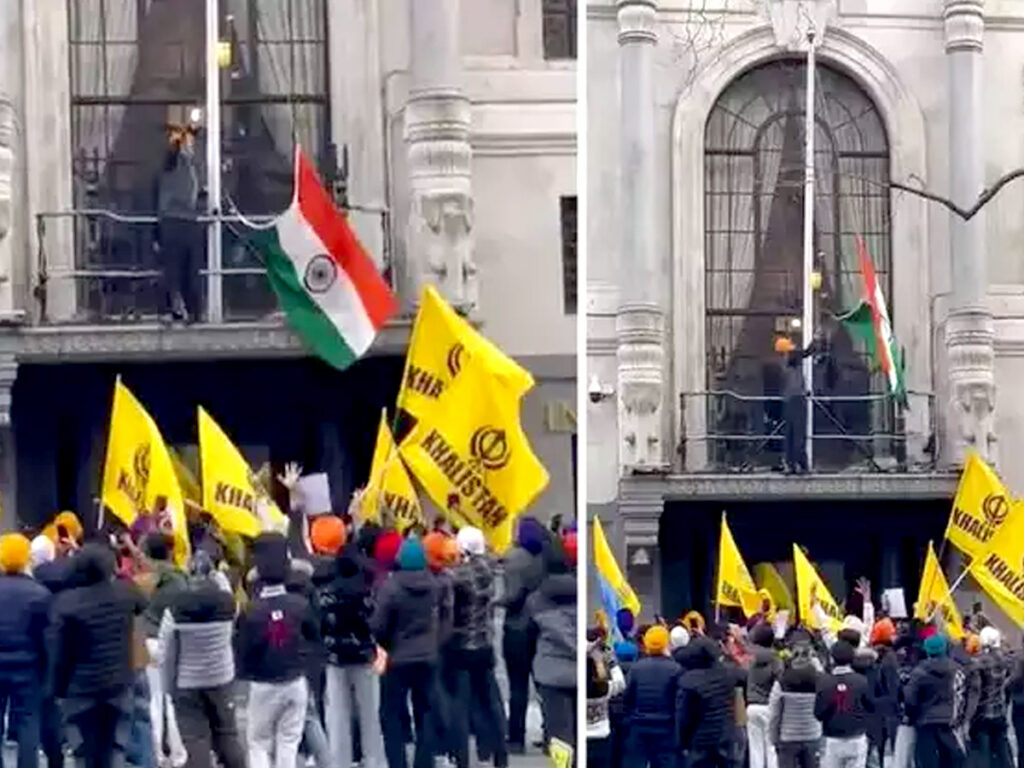 Protest with Khalistan flags outside the Indian High Commission in Britain