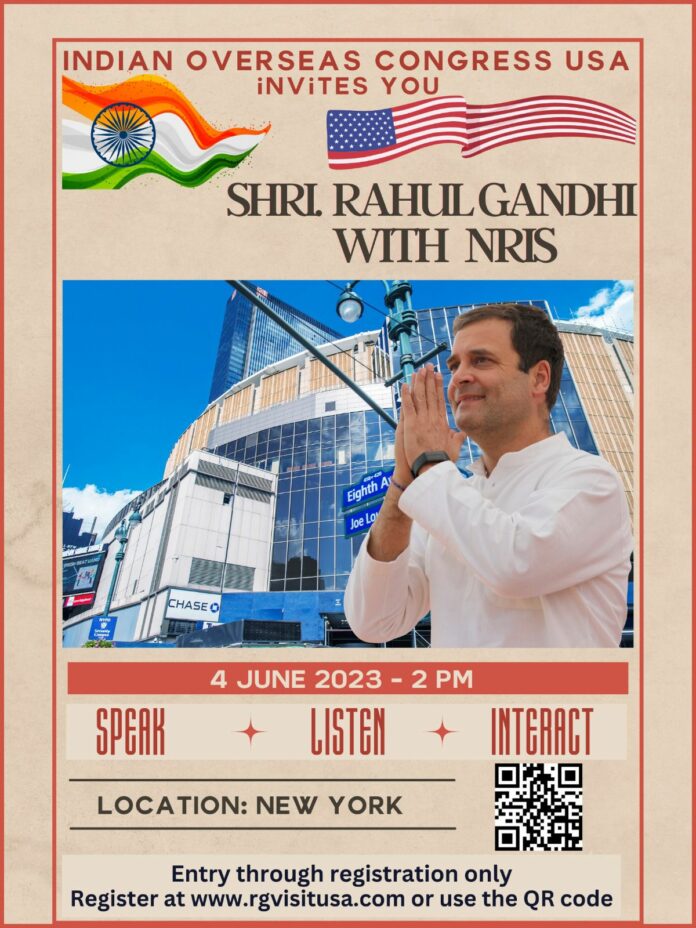 Rahul Gandhi prepones his USA trip; to meet the Indian diaspora on June 4th