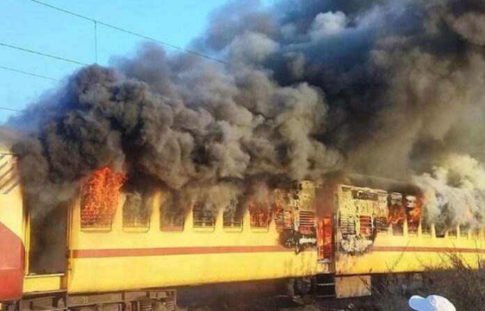 Falaknuma Express catches fire in Telangana
