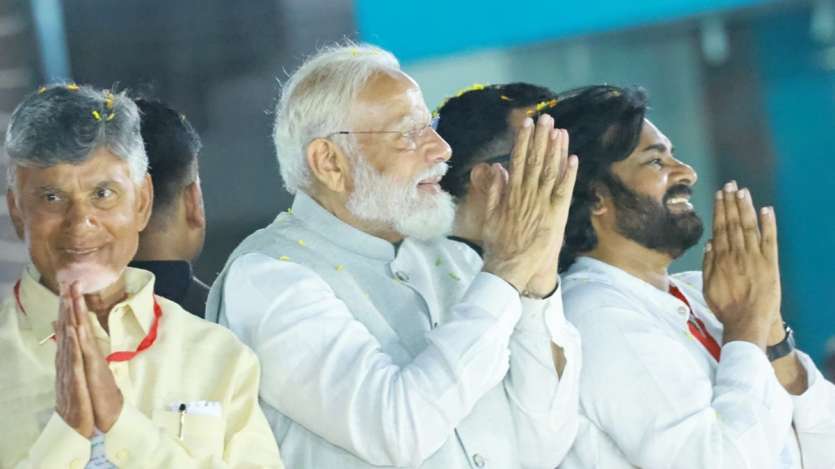 AP Elections 2024: Modi, Chandrababu, and Pawan Kalyan road show in ...