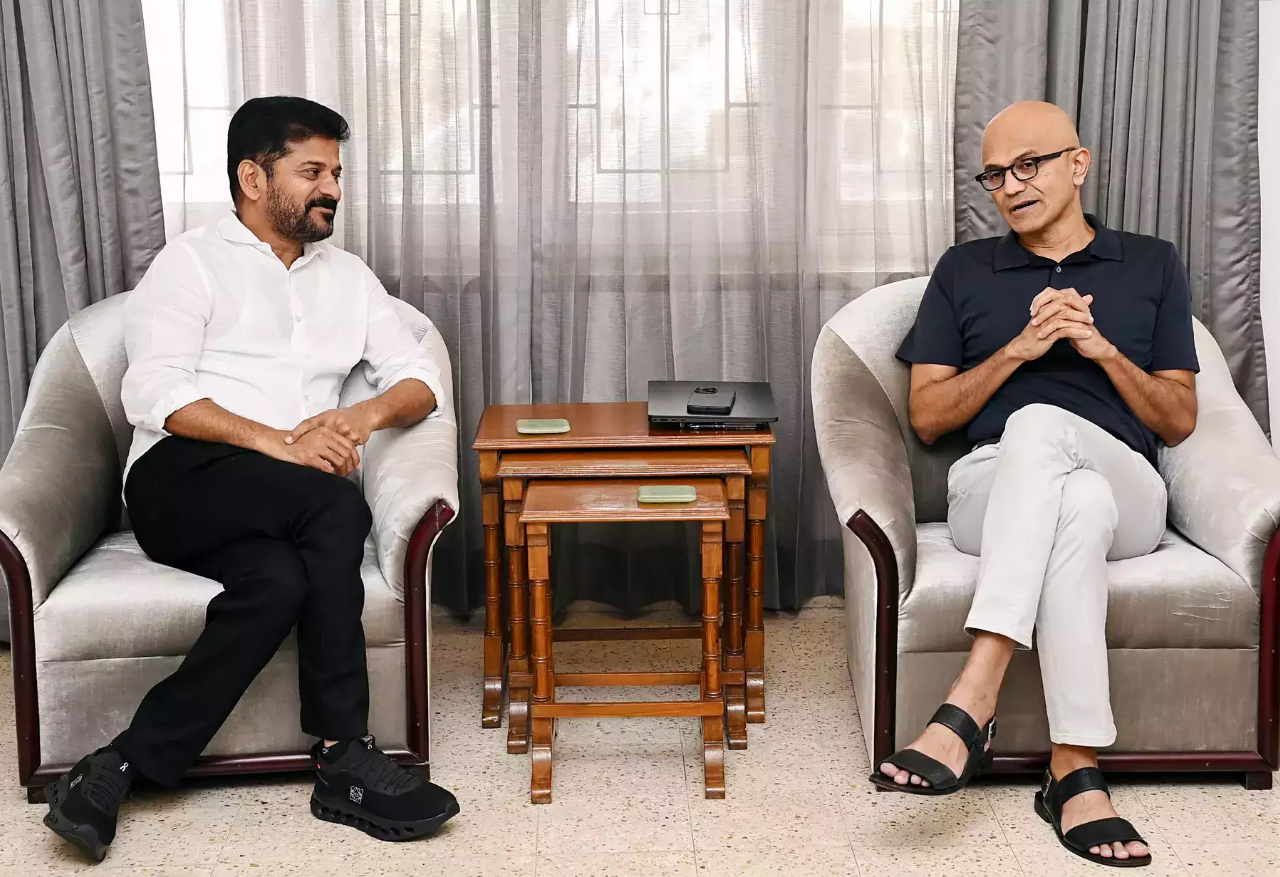 Satya Nadella, Revanth Reddy meet on Microsoft support for Telangana