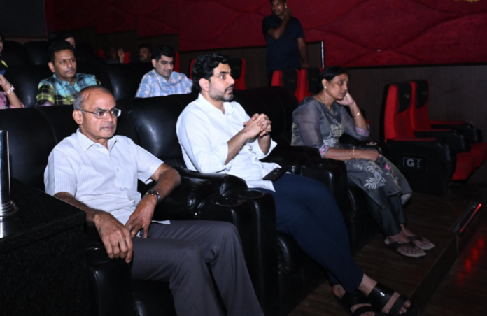 Nara Lokesh watches Daaku Maharaaj with his family Nara Lokesh watches Daaku Maharaaj with his family