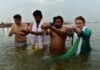 Pawan Kalyan takes a holy dip at Maha Kumbh Mela 2025 with family Pawan Kalyan takes a holy dip at Maha Kumbh Mela 2025 with family